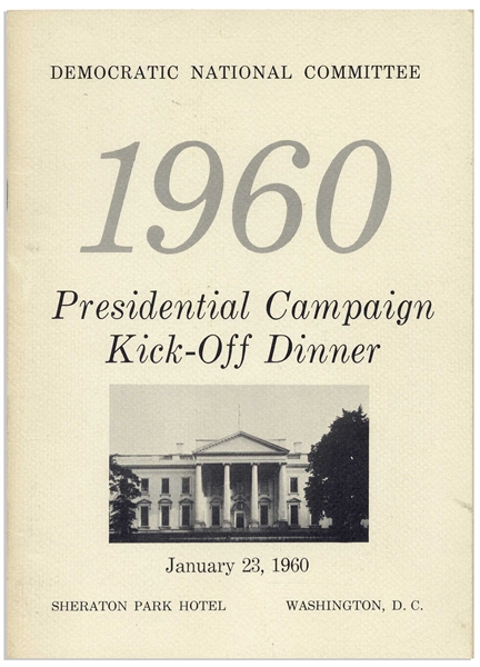 John F. Kennedy and Hubert Humphrey Signed Program for the DNC's ''1960 Presidential Campaign Kick-Off Dinner''